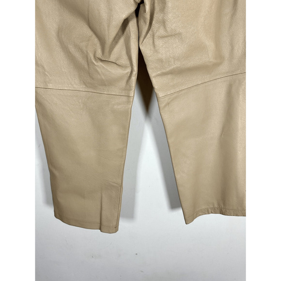 VINTAGE 90's Leather pants Newport News Jeanology Womens 8 Tan Straight cropped - Picture 13 of 16